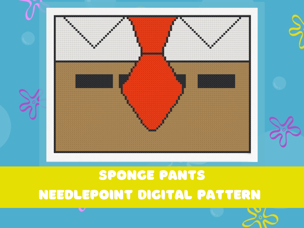 Playful character chart resembling SpongeBob, with bold outlines and minimal shading.